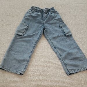 H&M Blue Wide-Leg Cropped Jeans